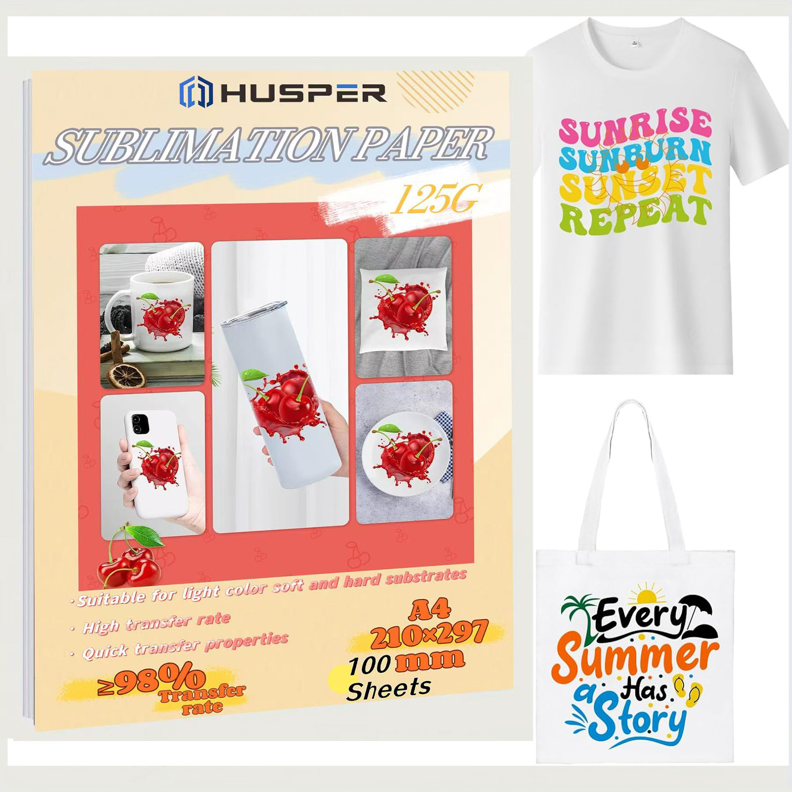 Sublimation Paper A4 100 Sheets - HUSPER 125 г A4 100 листов